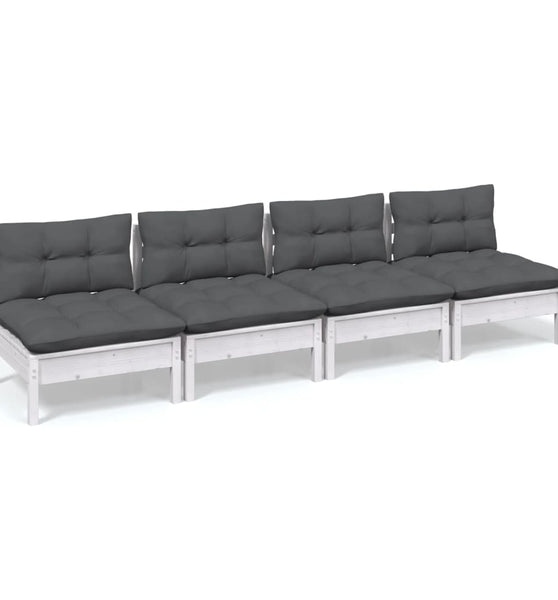 4-Sitzer-Gartensofa mit Anthrazit Kissen Massivholz Kiefer