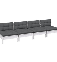 4-Sitzer-Gartensofa mit Anthrazit Kissen Massivholz Kiefer