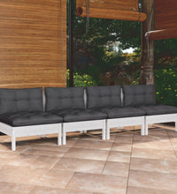 4-Sitzer-Gartensofa mit Anthrazit Kissen Massivholz Kiefer