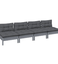 4-Sitzer-Gartensofa mit Anthrazit Kissen Kiefer Massivholz