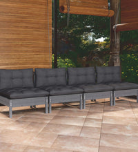 4-Sitzer-Gartensofa mit Anthrazit Kissen Kiefer Massivholz