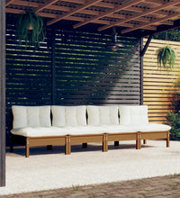 4-Sitzer-Gartensofa mit Creme Kissen Massivholz Kiefer