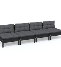 4-Sitzer-Gartensofa mit Anthrazit Kissen Massivholz Kiefer