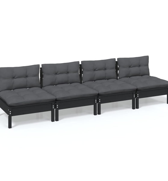 4-Sitzer-Gartensofa mit Anthrazit Kissen Massivholz Kiefer