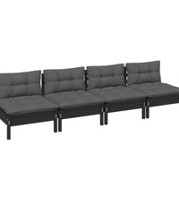 4-Sitzer-Gartensofa mit Anthrazit Kissen Massivholz Kiefer