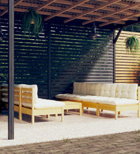 8-tlg. Garten-Lounge-Set mit Creme Kissen Kiefernholz