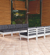 8-tlg. Garten-Lounge-Set mit Anthrazit Kissen Kiefernholz