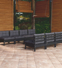 8-tlg. Garten-Lounge-Set mit Anthrazit Kissen Kiefernholz