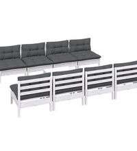 9-tlg. Garten-Lounge-Set mit Kissen Kiefer Massivholz