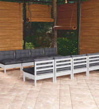 9-tlg. Garten-Lounge-Set mit Kissen Kiefer Massivholz