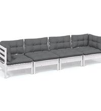 4-tlg. Garten-Lounge-Set mit Kissen Kiefer Massivholz