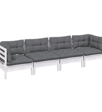 4-tlg. Garten-Lounge-Set mit Kissen Kiefer Massivholz