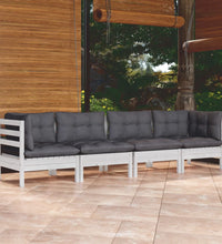 4-tlg. Garten-Lounge-Set mit Kissen Kiefer Massivholz