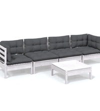 5-tlg. Garten-Lounge-Set mit Kissen Kiefer Massivholz