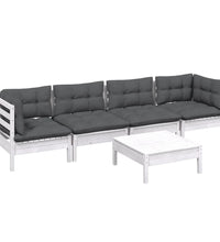 5-tlg. Garten-Lounge-Set mit Kissen Kiefer Massivholz