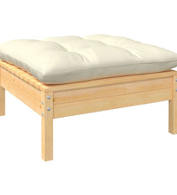 9-tlg. Garten-Lounge-Set mit Creme Kissen Massivholz Kiefer