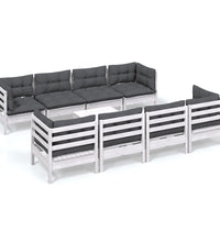 9-tlg. Garten-Lounge-Set mit Kissen Kiefer Massivholz