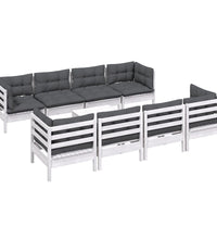 9-tlg. Garten-Lounge-Set mit Kissen Kiefer Massivholz