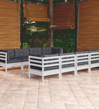 9-tlg. Garten-Lounge-Set mit Kissen Kiefer Massivholz