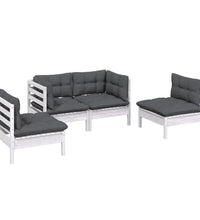 4-tlg. Garten-Lounge-Set mit Kissen Kiefer Massivholz