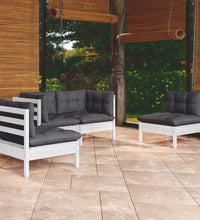 4-tlg. Garten-Lounge-Set mit Kissen Kiefer Massivholz