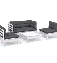 5-tlg. Garten-Lounge-Set mit Kissen Kiefer Massivholz