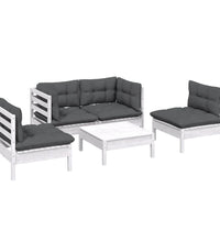 5-tlg. Garten-Lounge-Set mit Kissen Kiefer Massivholz