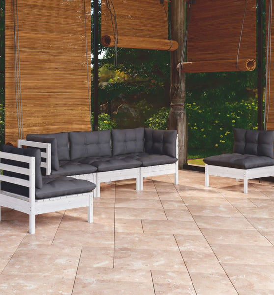 5-tlg. Garten-Lounge-Set mit Kissen Kiefer Massivholz