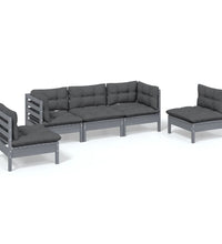 5-tlg. Garten-Lounge-Set mit Kissen Kiefer Massivholz