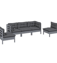 5-tlg. Garten-Lounge-Set mit Kissen Kiefer Massivholz