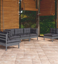 5-tlg. Garten-Lounge-Set mit Kissen Kiefer Massivholz