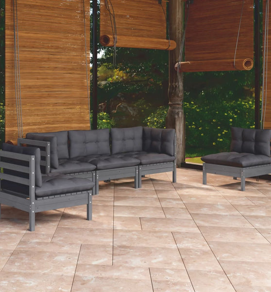 5-tlg. Garten-Lounge-Set mit Kissen Kiefer Massivholz