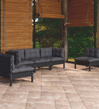 5-tlg. Garten-Lounge-Set mit Kissen Massivholz Kiefer