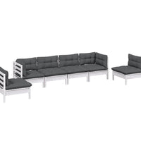 6-tlg. Garten-Lounge-Set mit Kissen Kiefer Massivholz