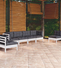 6-tlg. Garten-Lounge-Set mit Kissen Kiefer Massivholz