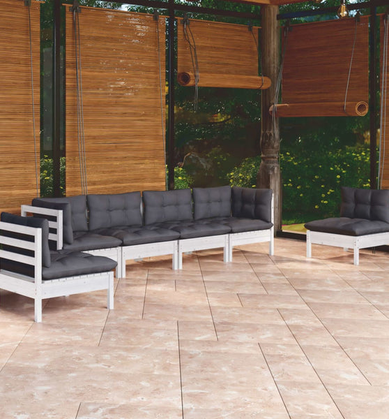 6-tlg. Garten-Lounge-Set mit Kissen Kiefer Massivholz