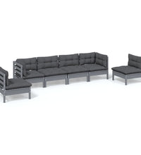 6-tlg. Garten-Lounge-Set mit Kissen Kiefer Massivholz