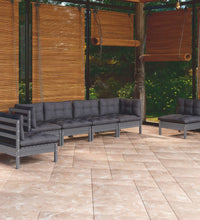 6-tlg. Garten-Lounge-Set mit Kissen Kiefer Massivholz