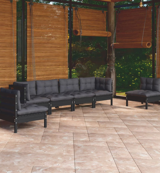 6-tlg. Garten-Lounge-Set mit Kissen Kiefer Massivholz