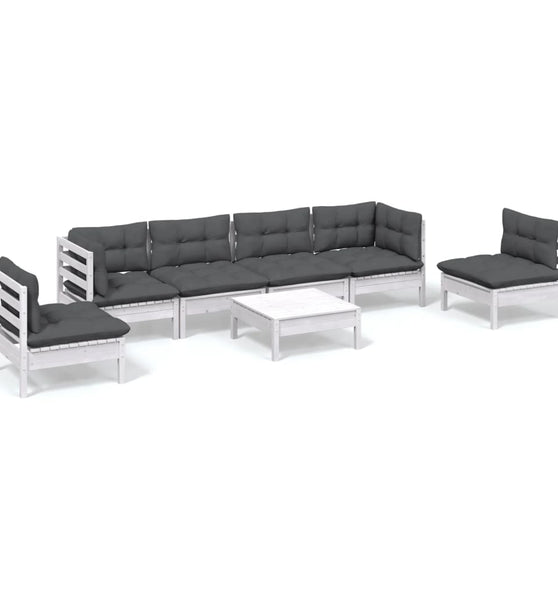 7-tlg. Garten-Lounge-Set mit Kissen Kiefer Massivholz