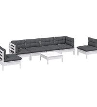 7-tlg. Garten-Lounge-Set mit Kissen Kiefer Massivholz