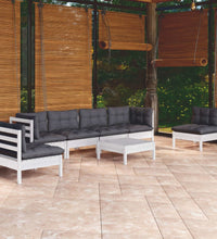 7-tlg. Garten-Lounge-Set mit Kissen Kiefer Massivholz