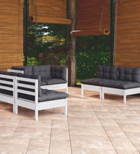 6-tlg. Garten-Lounge-Set mit Kissen Kiefer Massivholz