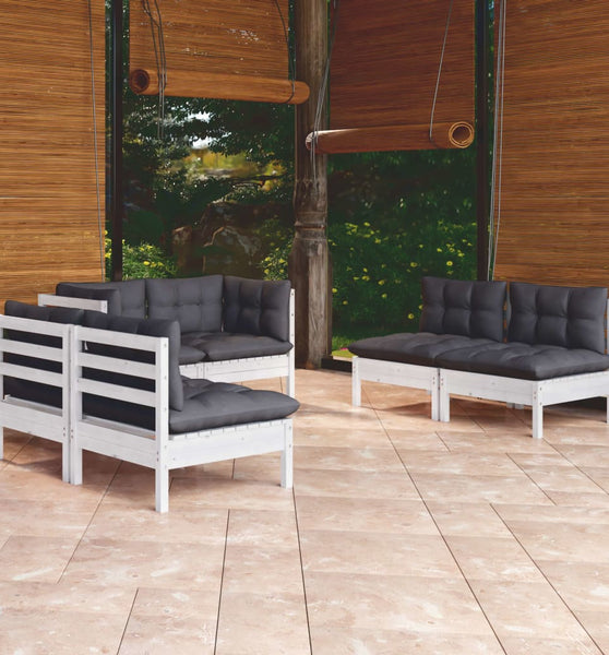 6-tlg. Garten-Lounge-Set mit Kissen Kiefer Massivholz