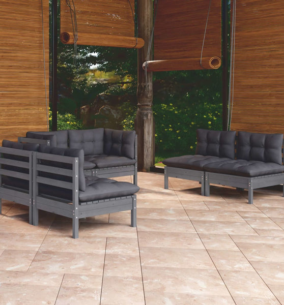 6-tlg. Garten-Lounge-Set mit Kissen Kiefer Massivholz