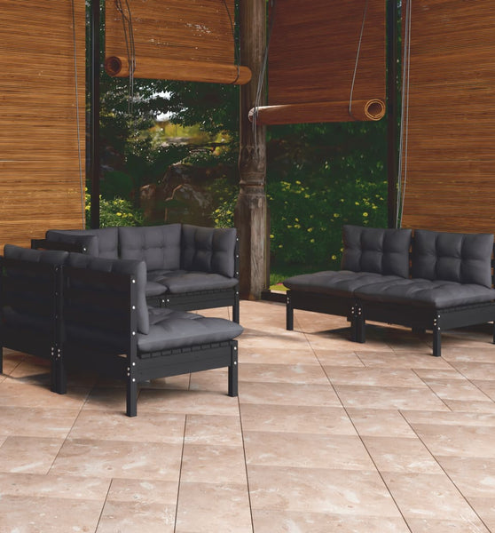 6-tlg. Garten-Lounge-Set mit Kissen Kiefer Massivholz