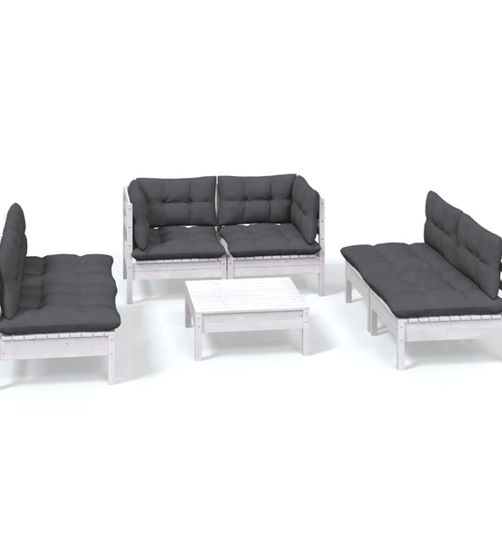 7-tlg. Garten-Lounge-Set mit Kissen Kiefer Massivholz