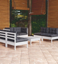 7-tlg. Garten-Lounge-Set mit Kissen Kiefer Massivholz