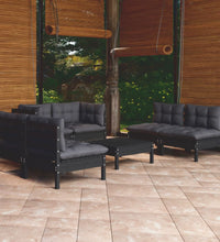 7-tlg. Garten-Lounge-Set mit Kissen Kiefer Massivholz