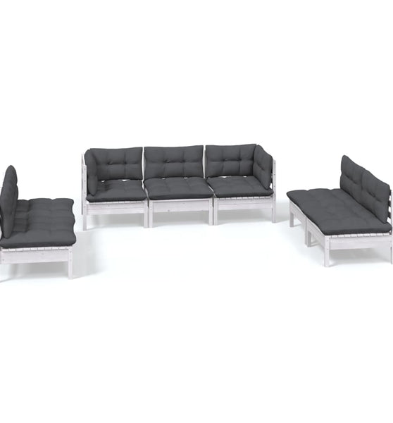 7-tlg. Garten-Lounge-Set mit Kissen Kiefer Massivholz